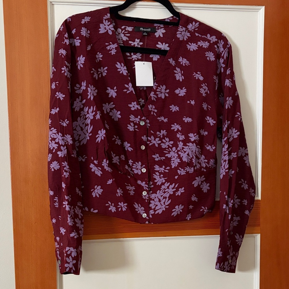 NWT Madewell Burgundy Floral Blouse